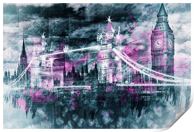 Modern-Art LONDON Tower Bridge & Big Ben Composing Print by Melanie Viola
