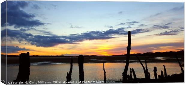 Sunset From Pembrey Pier  Canvas Print by Chris Williams