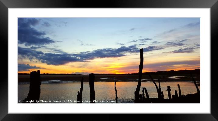 Sunset From Pembrey Pier  Framed Mounted Print by Chris Williams