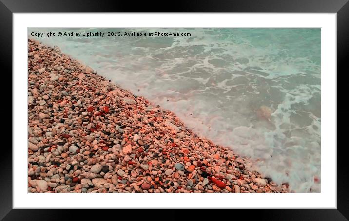 sea waves lapping on the beach of pebbles. Framed Mounted Print by Andrey Lipinskiy