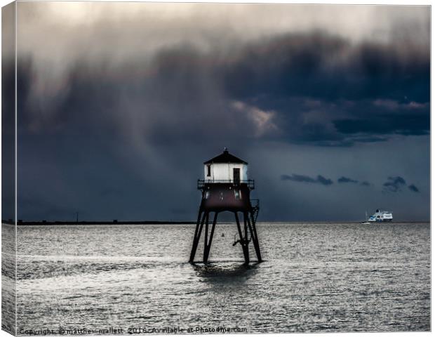 Spot The Seagull On A Stormy Night Canvas Print by matthew  mallett
