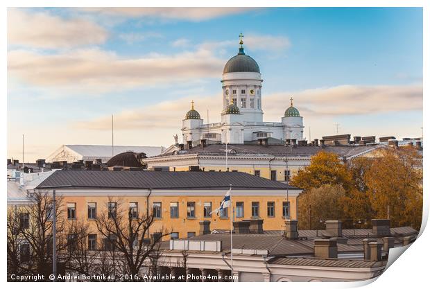 View of Helsinki Cathedral over roofs. Print by Andrei Bortnikau