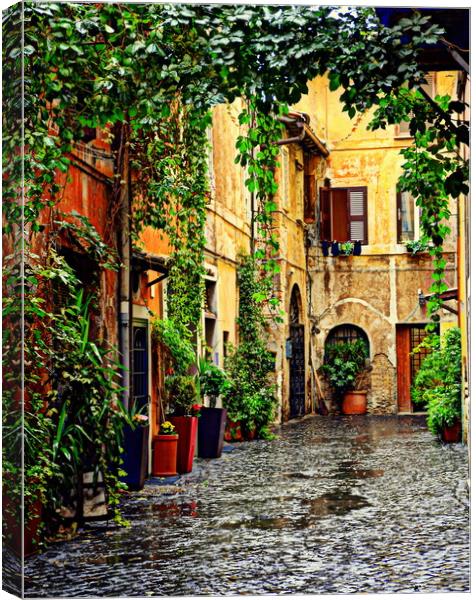 Wet and nice Rome street Canvas Print by HQ Photo
