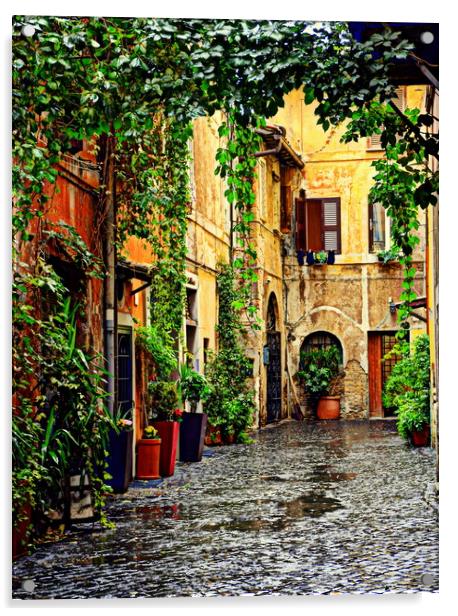 Wet and nice Rome street Acrylic by HQ Photo