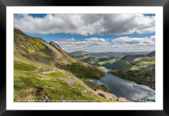 Snowdon Tracks Framed Mounted Print by Adrian Evans