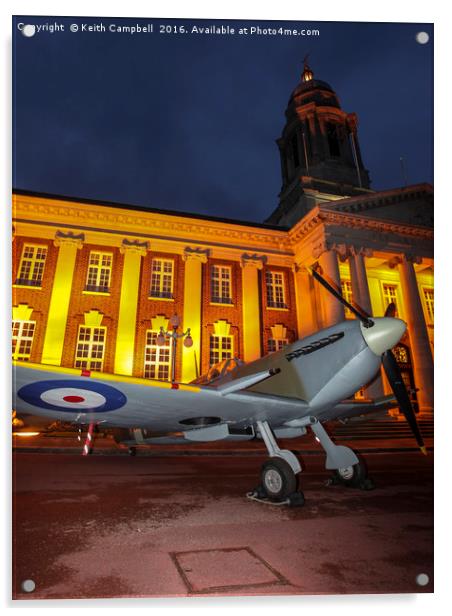RAF Cranwell Officers Mess Spitfire Acrylic by Keith Campbell