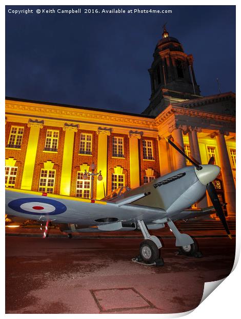 RAF Cranwell Officers Mess Spitfire Print by Keith Campbell