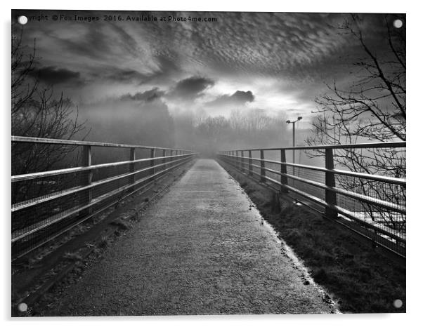 Misty bridge and trees Acrylic by Derrick Fox Lomax