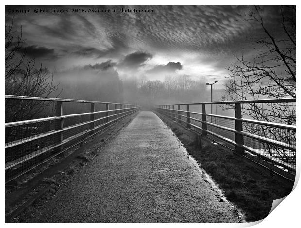Misty bridge and trees Print by Derrick Fox Lomax