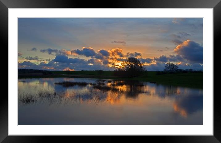 Sunrise over flooded fields Framed Mounted Print by Stephen Prosser