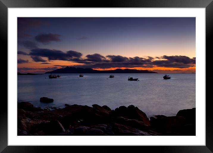 Isle of Rum at dusk Framed Mounted Print by Ashley Chaplin