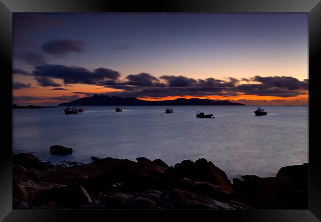 Isle of Rum at dusk Framed Print by Ashley Chaplin