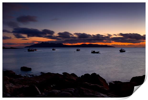 Isle of Rum at dusk Print by Ashley Chaplin