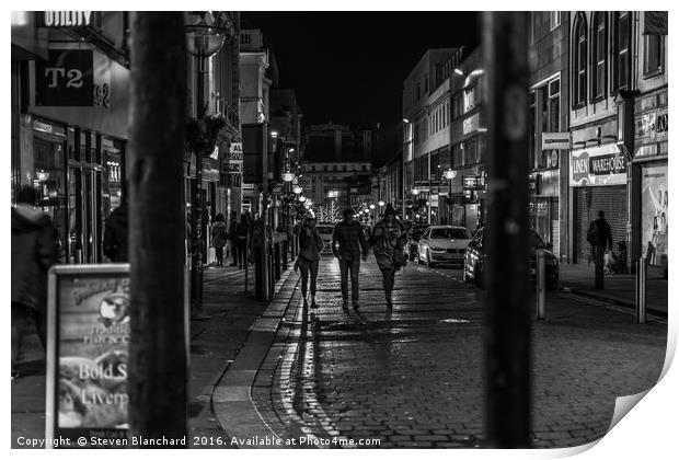 Bold street Liverpool at night Print by Steven Blanchard