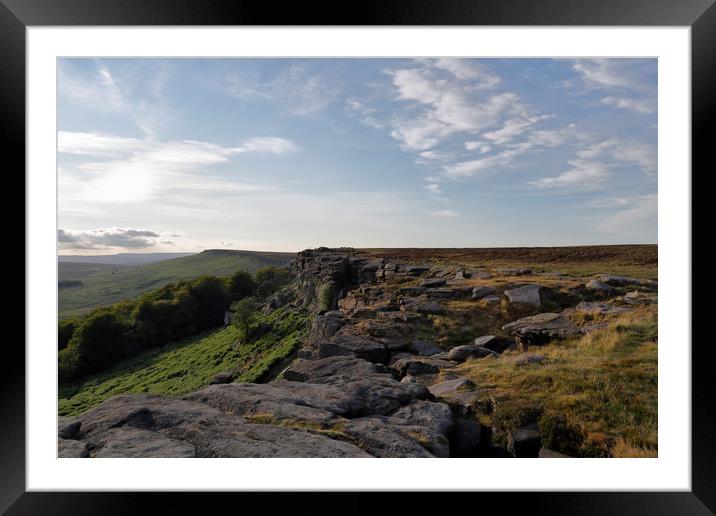Stanage Edge Outdoors Framed Mounted Print by Kevin Round