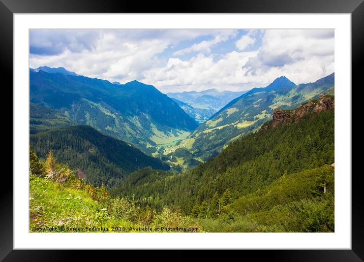 Valley in mountains in austrian Alps Framed Mounted Print by Sergey Fedoskin
