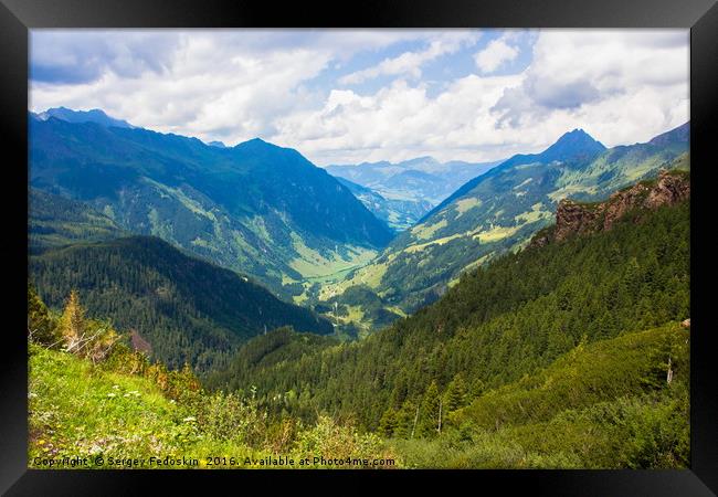 Valley in mountains in austrian Alps Framed Print by Sergey Fedoskin