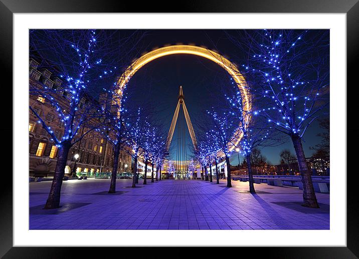 London Eye at Dusk Framed Mounted Print by Ashley Chaplin