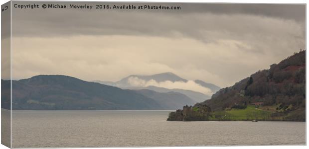 Urquhart Castle in the Mist Canvas Print by Michael Moverley