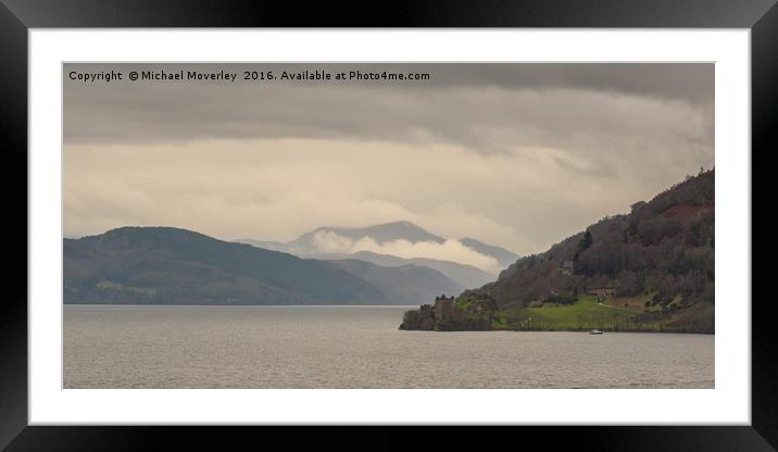 Urquhart Castle in the Mist Framed Mounted Print by Michael Moverley