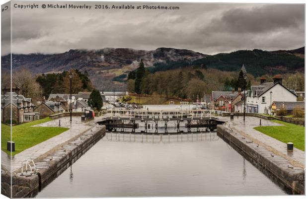 Fort Augustus in the Mist. Canvas Print by Michael Moverley
