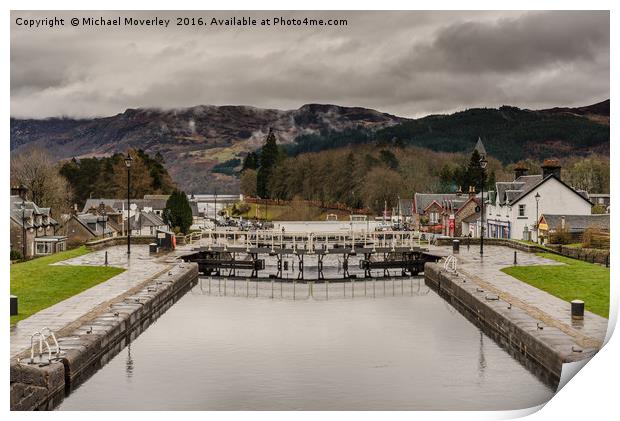 Fort Augustus in the Mist. Print by Michael Moverley