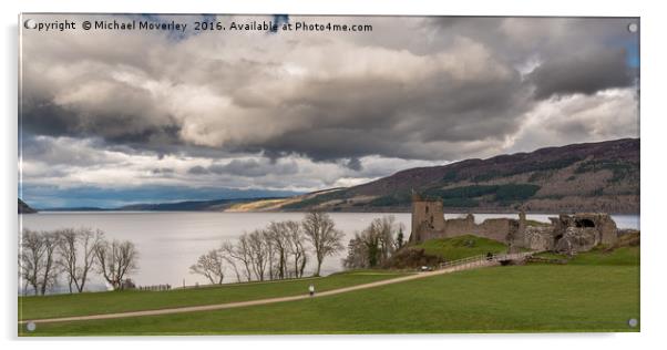 Panorama of Urquhart Castle, overlooking Loch Ness Acrylic by Michael Moverley
