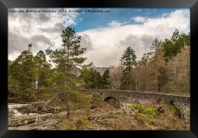 Ben Lawer from Killin with the Falls of Dochart Framed Print by Michael Moverley