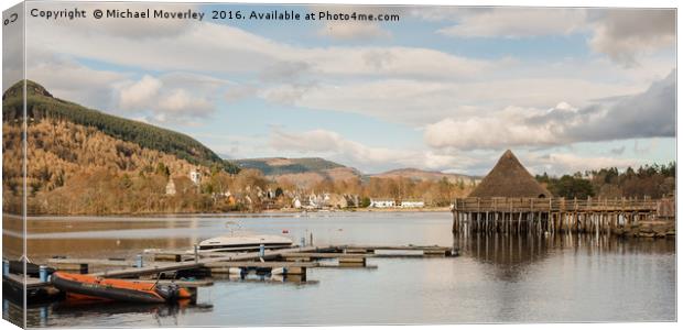Crannog on Loch Tay, Kenmore Canvas Print by Michael Moverley