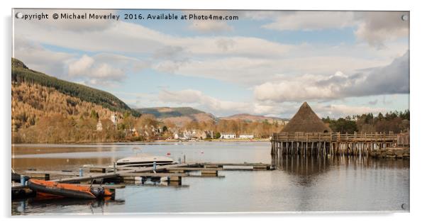 Crannog on Loch Tay, Kenmore Acrylic by Michael Moverley