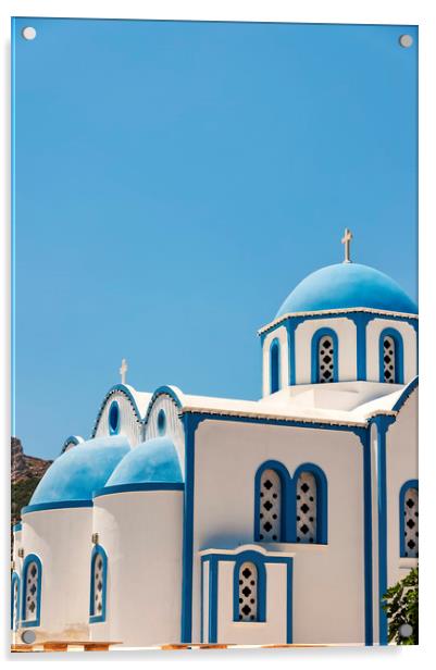 blue and white kamari church Acrylic by Antony McAulay