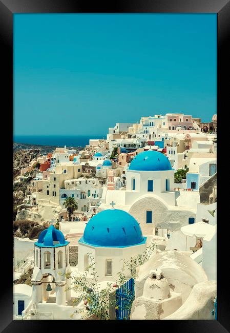 Classic Santorini Oia Cityscape Framed Print by Antony McAulay