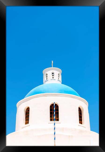 Oia Blue Church Dome Framed Print by Antony McAulay