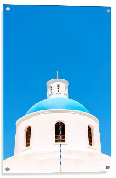 Oia Blue Church Dome Acrylic by Antony McAulay