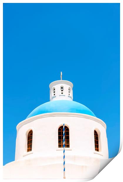 Oia Blue Church Dome Print by Antony McAulay