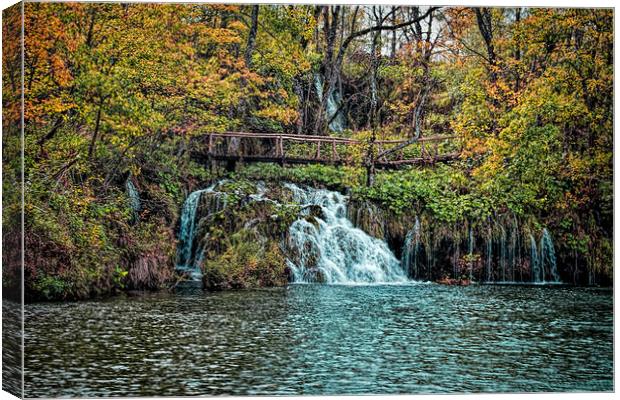 Plitvice Waterfall and lake. Canvas Print by Colin Metcalf