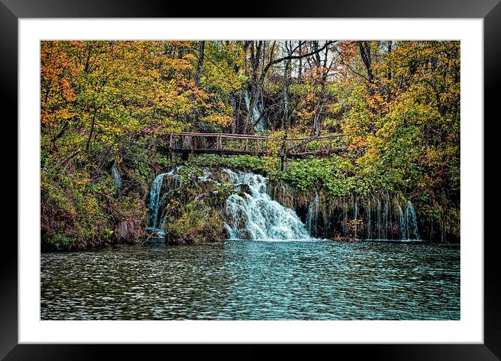 Plitvice Waterfall and lake. Framed Mounted Print by Colin Metcalf