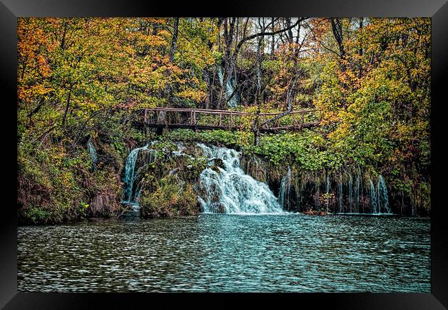 Plitvice Waterfall and lake. Framed Print by Colin Metcalf