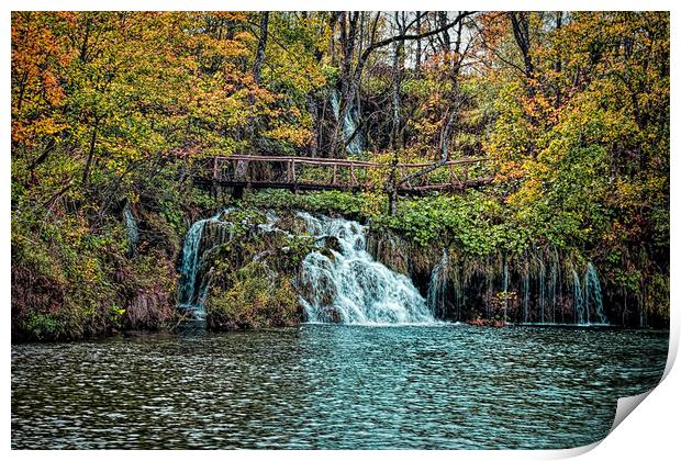 Plitvice Waterfall and lake. Print by Colin Metcalf
