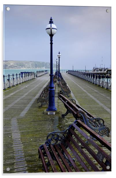Swanage Pier Dorset Acrylic by Tony Bates