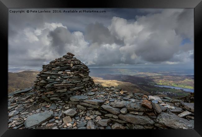 Top of the Old Man of Coniston Framed Print by Pete Lawless