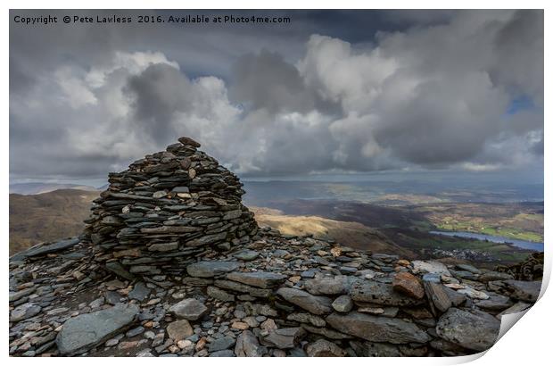 Top of the Old Man of Coniston Print by Pete Lawless