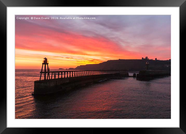 Whitby Sunrise Framed Mounted Print by Dave Evans