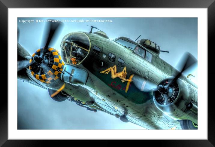 B17 Flying Fortress Sally B close up art shot Framed Mounted Print by Max Stevens