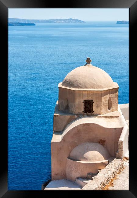 Oia Village Castle Church Framed Print by Antony McAulay