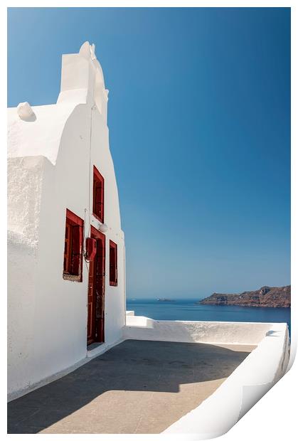 Oia Village Church Side on view Print by Antony McAulay