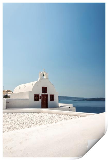 Pretty Oia Village Church Print by Antony McAulay