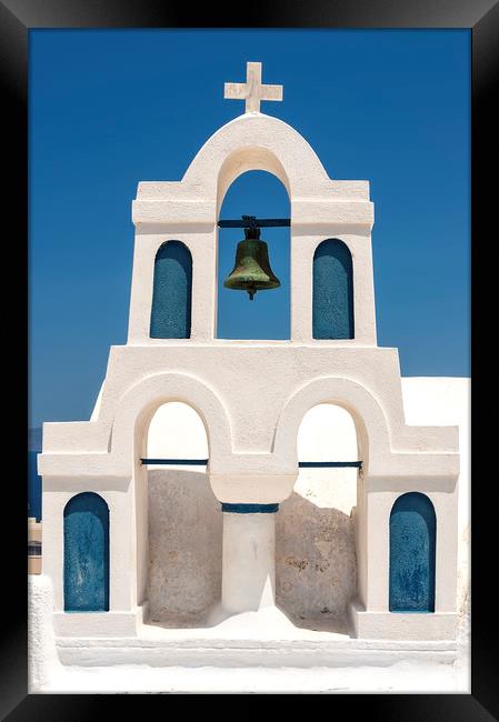 Santorini Belltower in Oia Framed Print by Antony McAulay