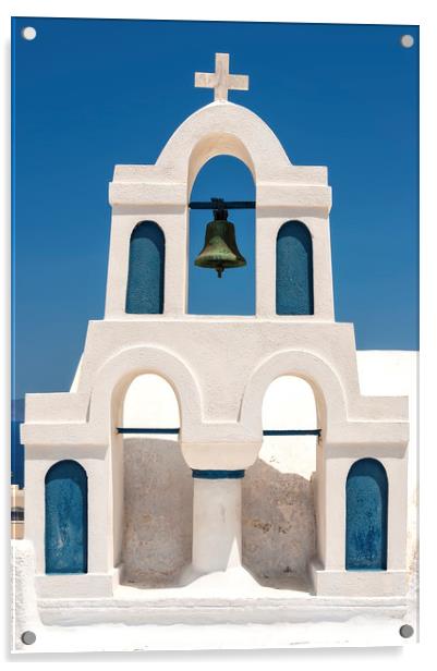 Santorini Belltower in Oia Acrylic by Antony McAulay
