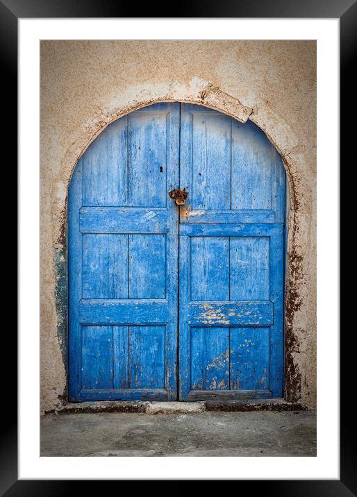 Santorini Blue Door Framed Mounted Print by Antony McAulay